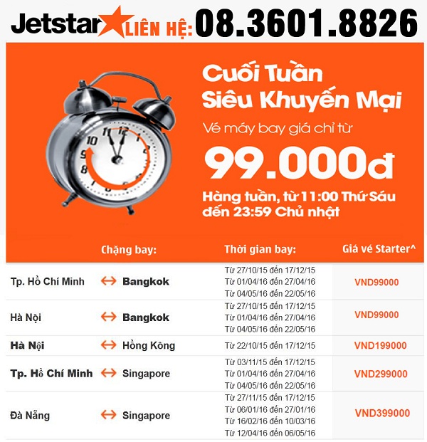 Jetstar khuyến mãi 11h bay đến Bangkok thôi
