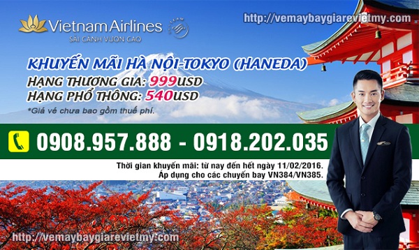 Đặt vé máy bay Vietnam Airlines khuyến mãi đến Tokyo tại đại lý vé máy bay Việt Mỹ Quận 1
