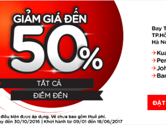 Airasia giảm giá 50% cho tất cả các chuyến bay từ Việt Nam