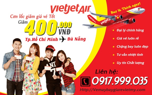 Hãng hàng không Vietjet Air giảm giá hàng loạt vé máy bay Tết 2016