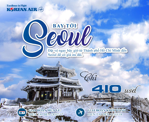 Khuyến mãi bay tới Seoul cùng Korean Air
