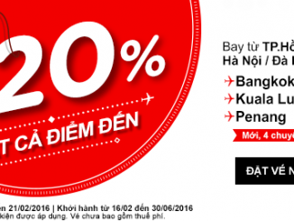 Hãng hàng không AirAsia giảm giá 20% cho tất cả điểm đến