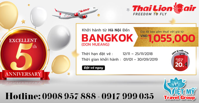 Thai Lion Air khuyến mãi kỷ niệm 5 năm hoạt động