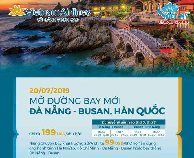 Vietnam Airlines mở đường bay mới Đà Nẵng - Busan vé khứ hồi chỉ từ 99 USD 